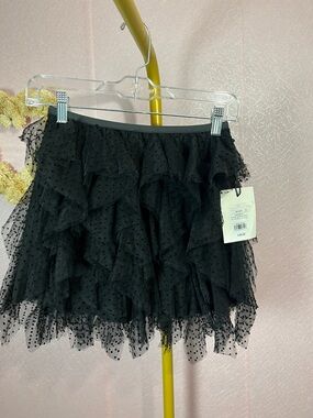 KBB by Kayla’s Black Polka Dot Tiered Ruffle Mini Skort- Women's